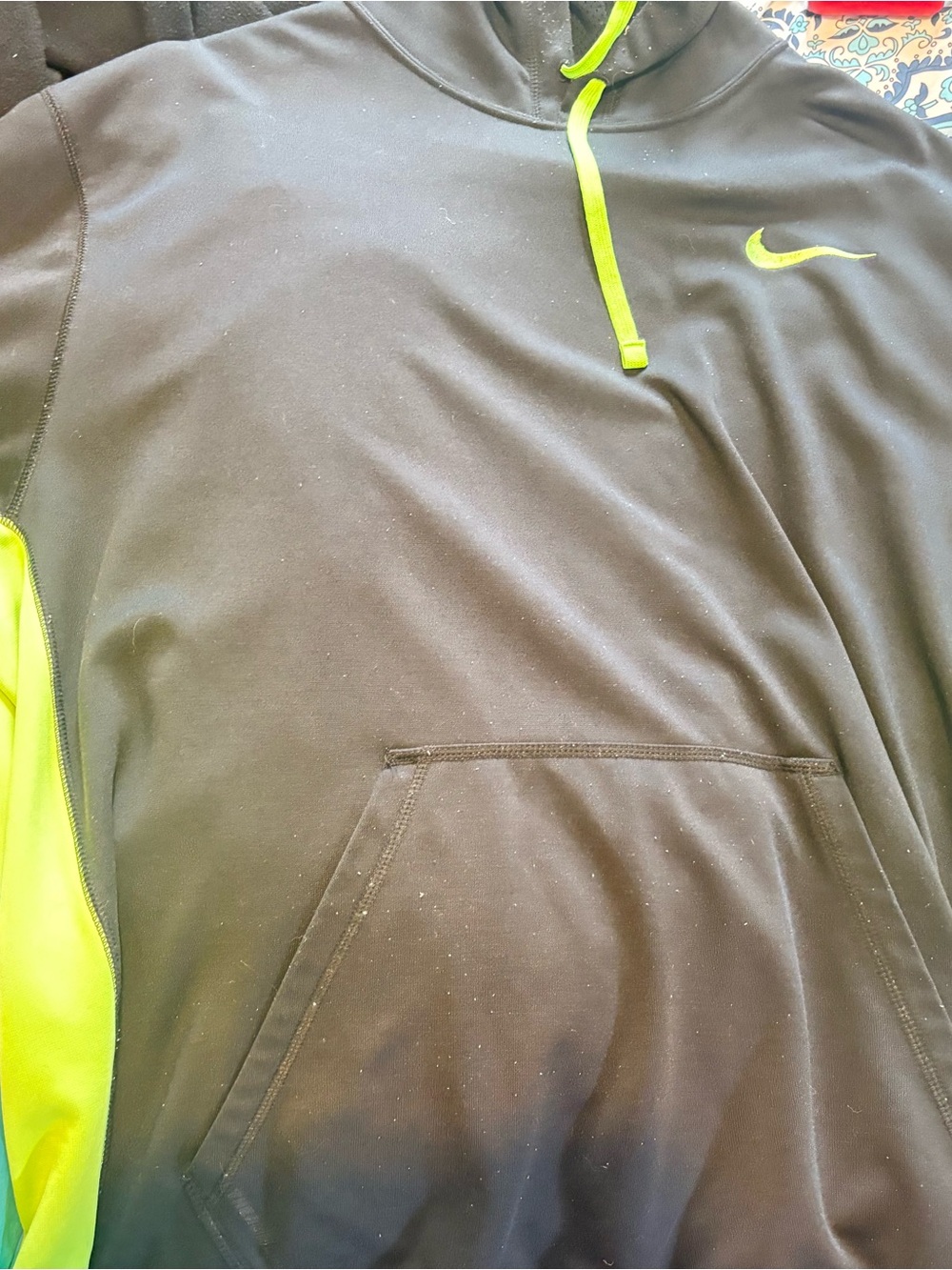 Nike Black Hoodie with Neon Yellow Accents